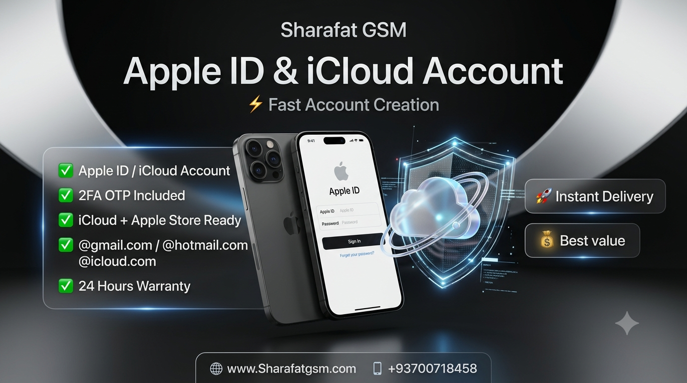 Apple ID - Icloud Account With 2FA OTP For iCloud + Apple store - Warranty 24Hours ( @gmail/Hotmail/icloud.com ) Check Descriptoin