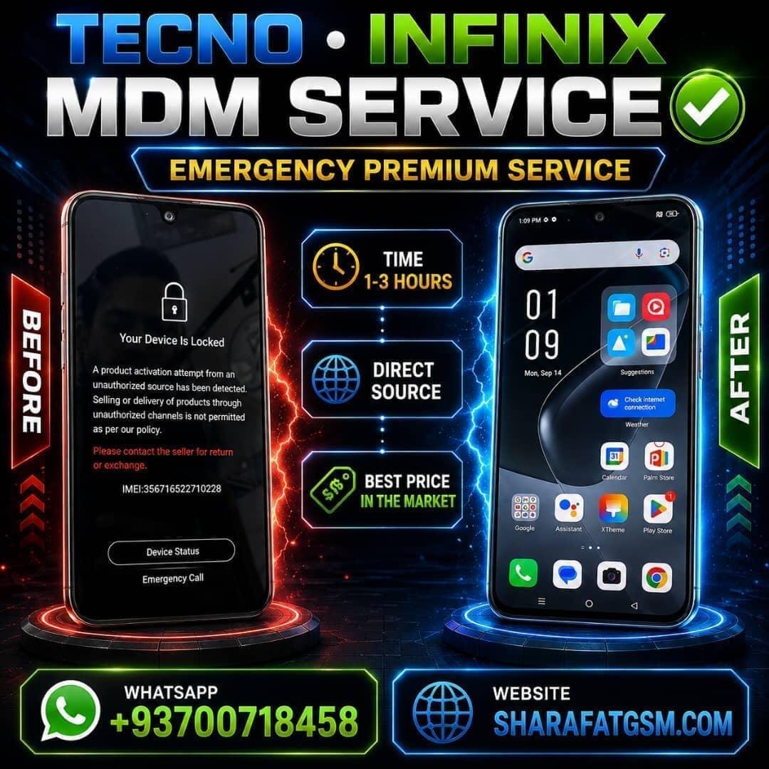 TECNO , INFINIX MDM  Emergency Service 10-120 Minutes  DONE  S1