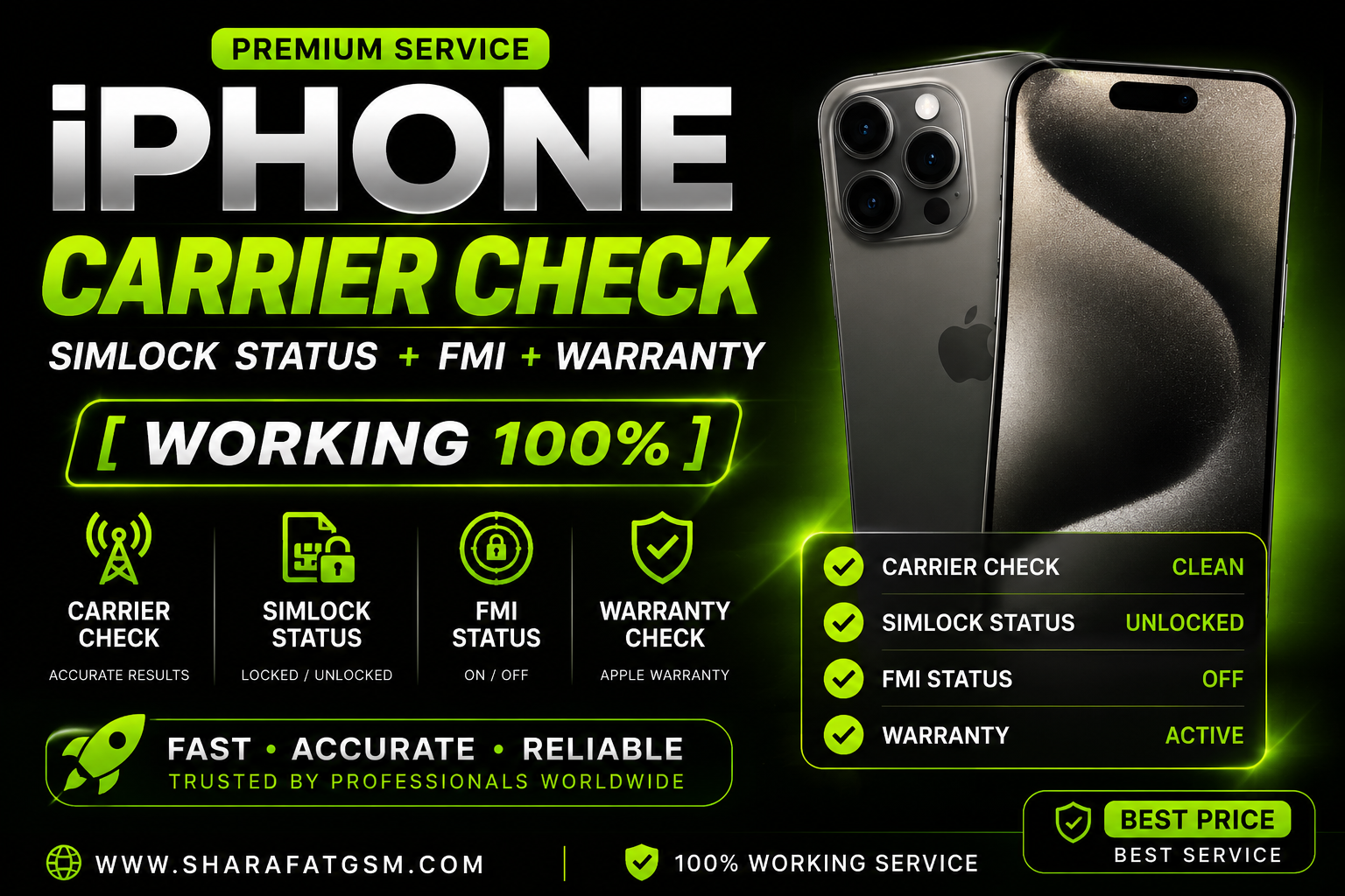 iPhone Carrier Check + SimLock status + Fmi + Warranty [WORKING 100%]